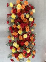 Rangkaian Bunga Buatan Boho Oranye Pink untuk Dekorasi Tengah Meja Pernikahan Taman Musim Panas, Buket Bunga untuk Acara Pesta Luar Ruangan