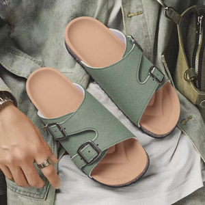 Sandales plates d'été pour femmes, légères, antidérapantes, pantoufles d'extérieur confortables en daim pour la plage - Product Image 2