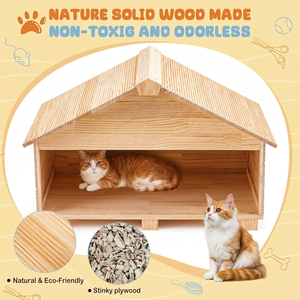 Casa de Madera para Gatos para Exteriores, Impermeable, Refugio Grande para Gatos, Protección contra la Lluvia y la Sombra, Refugio Elevado para Gatos Silvestres - Product Image 4