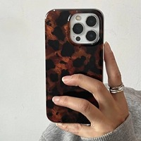 Coque de téléphone laser texturée ambre rétro pour iPhone 17 16 Pro Max 15 14 13 12 11 XS XR 7 8 Plus 16E – Housse souple élégante à imprimé léopard
