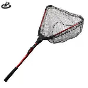 Épuisette de pêche pliable avec poignée télescopique pliable en aluminium maille durable avec revêtement en caoutchouc - Product Image 1