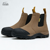 Bottes de sécurité Chelsea en cuir véritable imperméable avec embout en acier, antidérapantes et anti-perforation