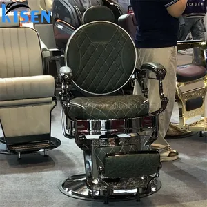 Kisen Luxury Barber Salon Cadeiras Reclinável Encosto Ajustável Levantamento Giratório Com Descanso De Braço E Pedal Cadeira Para Barbearia