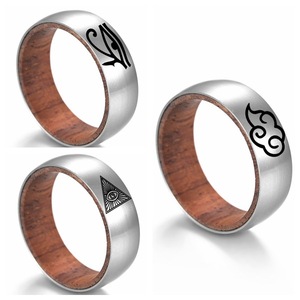 <span class=keywords><strong>Anillo</strong></span> Esférico Plateado de Alta Calidad con Incrustaciones de Madera Sólida, Diseño Personalizado, Joyería Unisex de Acero Inoxidable - Product Image 5