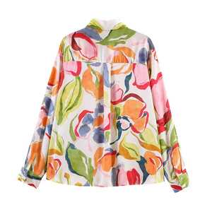 PB&ZA <span class=keywords><strong>Femme</strong></span> 2026 Nouvelle Collection <span class=keywords><strong>Chic</strong></span> Blouses Imprimées Florales <span class=keywords><strong>en</strong></span> <span class=keywords><strong>Soie</strong></span> Satinée Chemises Décontractées à Manches Longues pour <span class=keywords><strong>Femme</strong></span> Blusas Tops Élégants - Product Image 2
