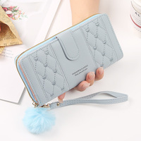 Dompet panjang wanita kulit Pu tempat kartu kapasitas besar pengait ritsleting dompet koin Multi Organizer kartu tas tangan ponsel