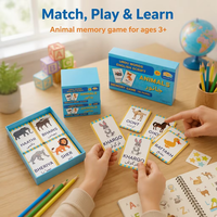 Cartes mémoire éducatives pour enfants en ourdou et anglais sur les animaux, jeu d'association, édition pour la salle de classe