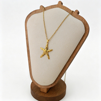 Collares con Colgante de Estrella de Mar, Serie Océano, Resistentes al Agua, Estilo Vintage, Acero Inoxidable, Chapado en Oro, Novedad de Verano