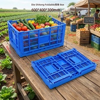 Caisse à légumes pliable en plastique pour supermarché, bac de stockage empilable en plastique pour l'agriculture