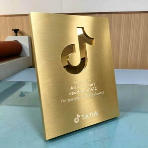 Placa Creativa de Metal con Certificado Personalizado para TikTok, Identificación para YouTube, <span class=keywords><strong>Shopee</strong></span>, Placa de Premio, Trofeo de Negocios, Regalos de Recuerdo - Product Image 1