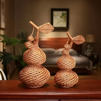 Vase en rotin brun naturel avec poignée, très adapté à la décoration de la maison, décoration de table basse, vente chaude