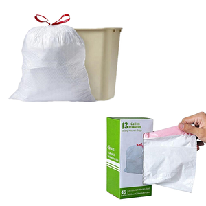 ถุงขยะแบบมีเชือกรูดเสริมความแข็งแรง HDPE ถุงใส่ขยะย่อยสลายได้ทางชีวภาพ สำหรับขยะในครัวเรือน ถุงขยะใส่ผลไม้ - Product Image 1