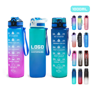 Bouteille d'eau isotherme numérique 1L – Gourde de sport motivante pour la gym – Bouteille d'eau chaude isotherme - Product Image 1