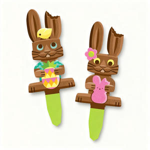 Pancarte de jardin en métal artisanale, style moderne vintage, lapin de Pâques, lapin brun, œuf, décoration de jardin pour les fêtes, site indépendant, nouveauté, extérieur - Product Image 1