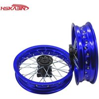 Accessoires de roue de moto tout-terrain/quad à disque multi-rayons 2.15x12 avant/arrière, index de charge 55, aluminium 15mm, bleu 2.50x12