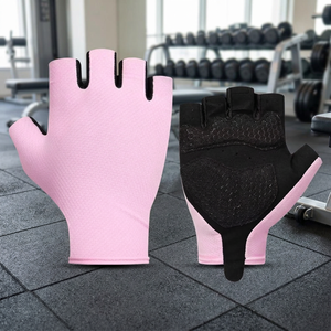 Half Finger Cycling <b>Gloves</b> Pink <b>Black</b> Polyester Spandex Unisex Summer Pull-On Closure - Product Image 6
