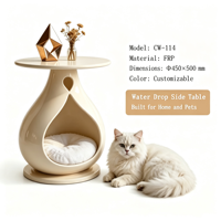 Table d'appoint en forme de goutte d'eau, lit pour chat, couleur personnalisable, bureau en fibre de verre, grotte pour animaux de compagnie d'intérieur, nid luxueux pour chaton