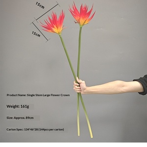 Pianta Artificiale Realistica Fatta a Mano, Fiore della Fucsia (Strelitzia Reginae), Decorazione Floreale Verde, Erba Sintetica - Product Image 6