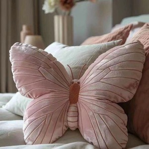 Girls' Pastoral Butterfly <strong>Pillow</strong> Soft Pink Short Plush Headboard <strong>Pillow</strong> with Pp Cotton Filling - Product Image 5