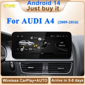 STWEI Prix d'usine 10,25 pouces Android 14 AUTO Carplay pour lecteurs vidéo de voiture AUDI A4 A5 B8, navigation GPS, écran multimédia central - Product Image 2