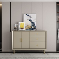 Buffet de cuisine moderne et minimaliste, finition mate, armoire de rangement avec poignées dorées pour salon et couloir