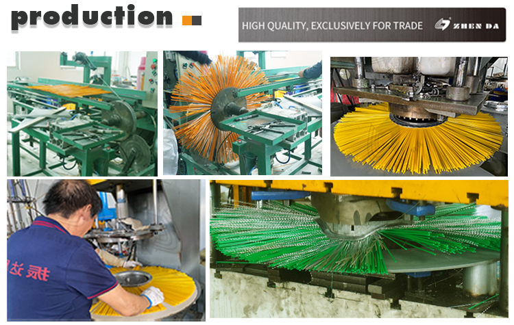 Zhenda Hot-salling PP Material CAT Sweeper Flat Wafer Brush For Snow Cleaning