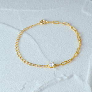 Bracelet CANNER Minimaliste en Argent Sterling 925 avec Chaîne Trombone et Zircones Rondes pour Femme, Bijoux en Gros Plaqué Or 18K - Product Image 4