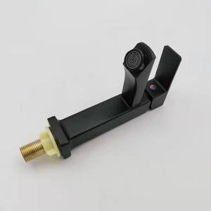 Robinet de lavabo moderne noir carré monotrou monocommande à eau froide avec cartouche céramique, à poser sur le plan - Product Image 5