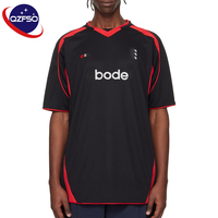 QZFSO T-shirts de sport courts personnalisés avec patch brodé, coupe ample, design en maille, style streetwear, maillot de football américain rayé