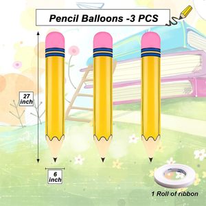 Grosir 3 buah/pak <span class=keywords><strong>PVC</strong></span> mainan pensil tiup kelas terinspirasi kembali ke pesta sekolah balon bentuk pensil kelas - Product Image 2