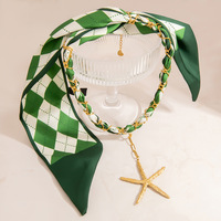 Collar con Colgante de Estrella de Mar en Acero Inoxidable Chapado en Oro de 18K SUMMLY, Cadena de Cinta Tejida, Joyería Boho de Playa para Mujer, Regalo para Vacaciones