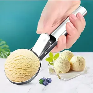 Cuchara para helado Premium con gatillo Cuchara para helado de acero inoxidable, cuchara para helado de metal resistente