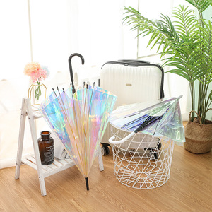 <span class=keywords><strong>Parapluie</strong></span> Moderne Droit et Tendance, Brillant, Réfléchissant, Scintillant, Iridescent, Laser, en Plastique Holographique, à Ouverture Automatique, Résistant aux UV - Product Image 2