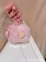 2025 nouveau coeur en peluche rose INS avec pendentif flou en cristal pour Airpos Pro 1 2 3 4 étui sans fil Bluetooth Silicone couverture souple
