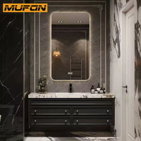 US Projects Miroir à tiroir sur pied en contreplaqué imperméable noir de haute qualité Lavage moderne Armoire de salle de bain et vanités personnalisées