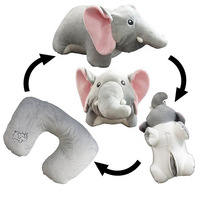 Oreiller de voyage pour enfants en forme d'éléphant, convertible 2 en 1, personnalisé, avec certificat CE/ASTM