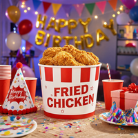 Seau à poulet frit personnalisé en carton blanc, conteneur jetable résistant à l'huile avec revêtement PE
