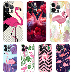 Per <span class=keywords><strong>iPhone</strong></span> 15 16 14 13 <span class=keywords><strong>12</strong></span> <span class=keywords><strong>Mini</strong></span> 11 17 Pro Max XS X XR SE 7 8 Plus TPU <span class=keywords><strong>Cover</strong></span> in <span class=keywords><strong>Silicone</strong></span> trasparente bella rosa fenicotteri foglia custodia per telefono - Product Image 1