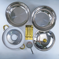 Petit réchaud alimentaire 5L argenté, mini-plat chauffant rond doré pour buffet, ensemble de matériel de buffet pour hôtels et restaurants, amovible