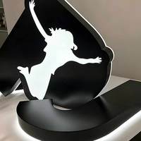 Lettres encastrées rétroéclairées en acier inoxydable haute luminosité pour intérieur, enseigne lumineuse personnalisée pour le mur du bureau d'accueil d'une startup