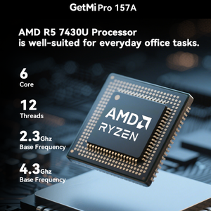 GetMi Pro 157A Thin and <b>Light</b> 15.6 Inch Notebook AMD R5 7430U 16GB LPDDR4X 4267 256GB SSD Win11 Pro OEM <b>Laptop</b> - Product Image 2