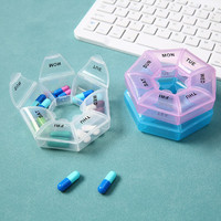 Boîte de rangement portable pour pilules hebdomadaires, mini distributeur de médicaments, étui de rangement pour médicaments quotidiens, 7 compartiments