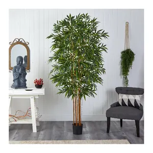 Linwoo工厂直接出售便宜的人造竹丝植物树木批发用于室内装饰