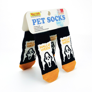 Vente en gros de chaussures confortables en coton pour Halloween, chaussures de <span class=keywords><strong>Protection</strong></span> des pattes de <span class=keywords><strong>chien</strong></span>, chaussettes mignonnes antidérapantes de dessin animé - Product Image 2