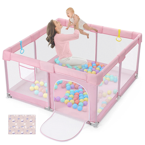 Regalo per neonato <span class=keywords><strong>Pink</strong></span> Girl Play Yard Oxford tessuto materiale pieghevole recinzione di sicurezza per bambini box per bambini con tappetino - Product Image 1
