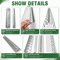 Pelindung Sudut Baja Galvanis untuk Drywall, Penguat Plester, Sayap Berlubang, Anti Retak, Interior & Eksterior