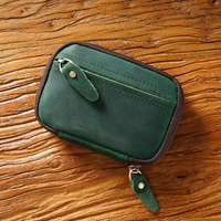 Portefeuille multifonction en cuir véritable vintage avec fermeture éclair, grande capacité, en cuir de vachette, porte-monnaie, porte-permis de conduire, fait main, unisexe