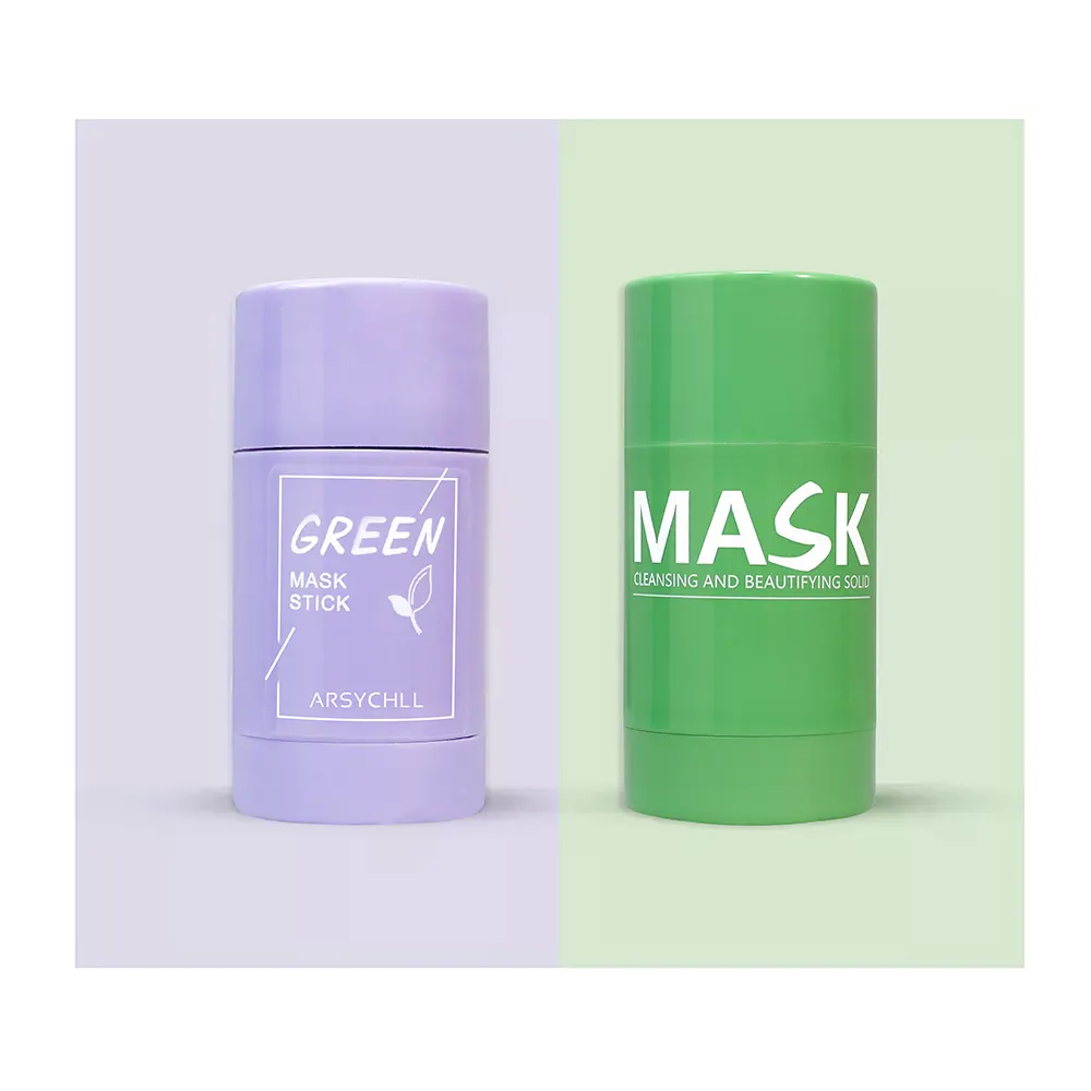 Özel etiket cilt bakım ürünü organik doğal YEŞİL ÇAY arıtma katı temizleme pembe yüz yüz çamur kil misk maske sopa