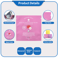 Sachet plat thermoscellé trois côtés avec encoche de déchirement, usage unique, pour échantillon de diffuseur de vapeur de douche, bain ou cosmétique