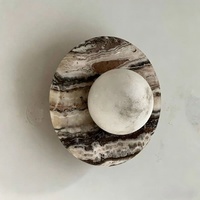 Applique murale en marbre naturel, lampe murale LED moderne Wabi Sabi, lumière de chevet ronde de 20 cm pour la décoration de la chambre à coucher, du salon et du couloir